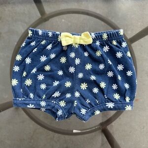 Garanimals Daisy Print Bow Bubble Shorts in Navy Blue/Yellow/White - 6-9 Months